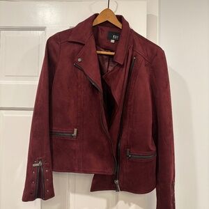 Faux suede moto jacket